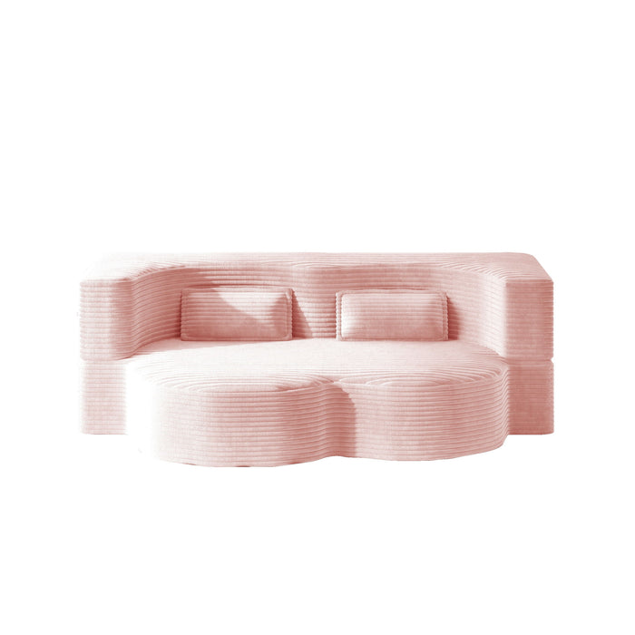 Modern Floor Sofa With 2 Pillows, Convertible Twin Size Folding Mattress For Living Room