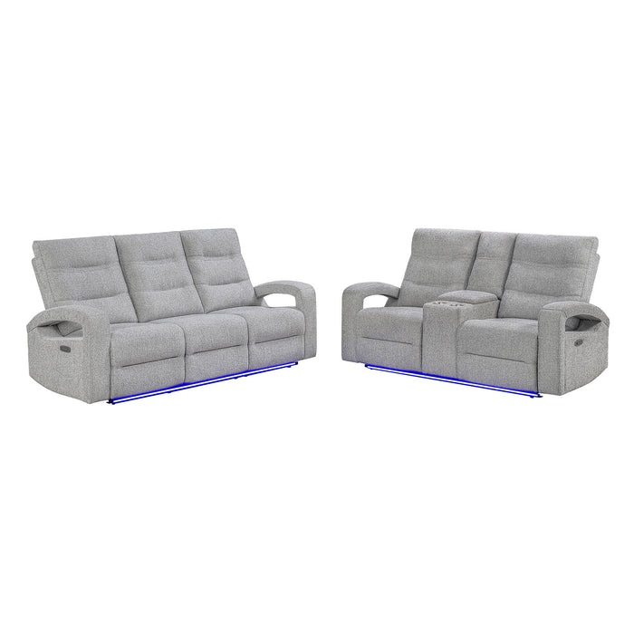 Isolde - Power Reclining Sofa, LED Lighting - Gray