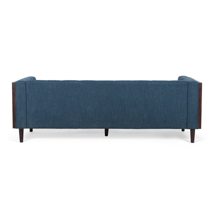 Contemporary Mid-Century Charm 3 Seater Sofa With Button Tufted Waffle Stitching