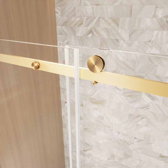 Frameless Single Sliding Shower Door With Handle And Square Tube Track