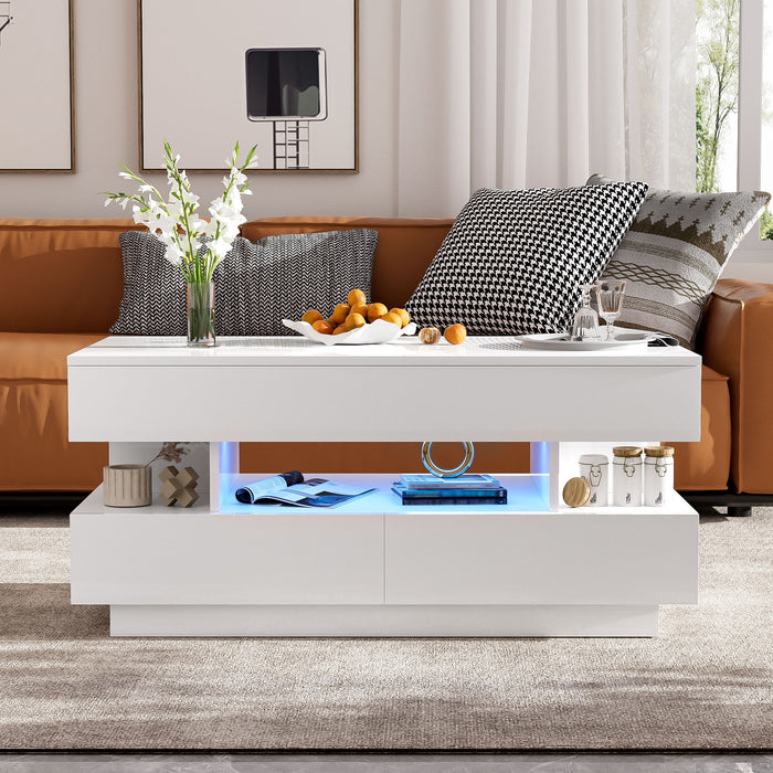 Multi Functional Lift Top Coffee Table With 2 Drawers