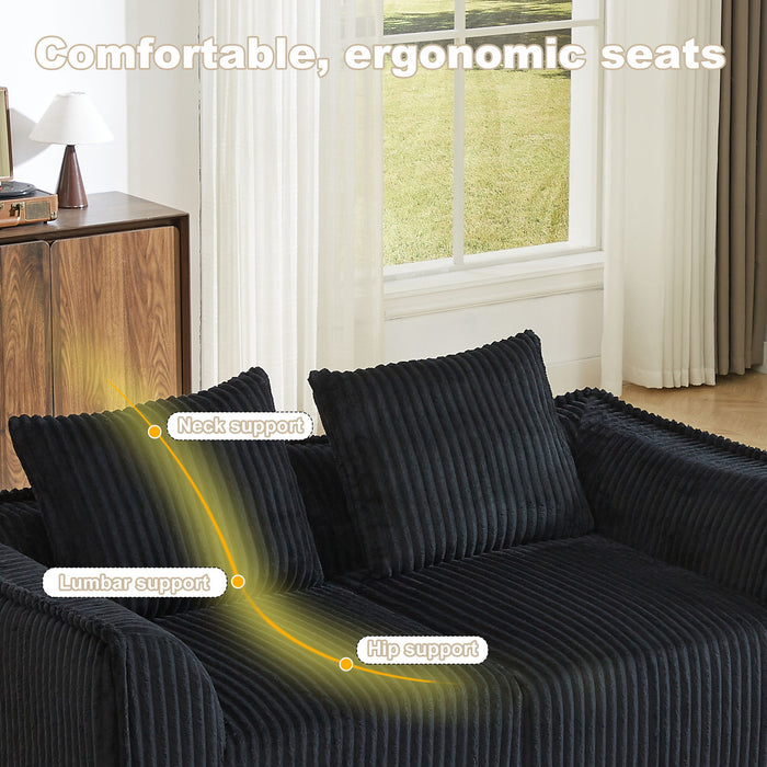Minimalist Sofa With Curved Lines And Horn Shaped Throw Pillows