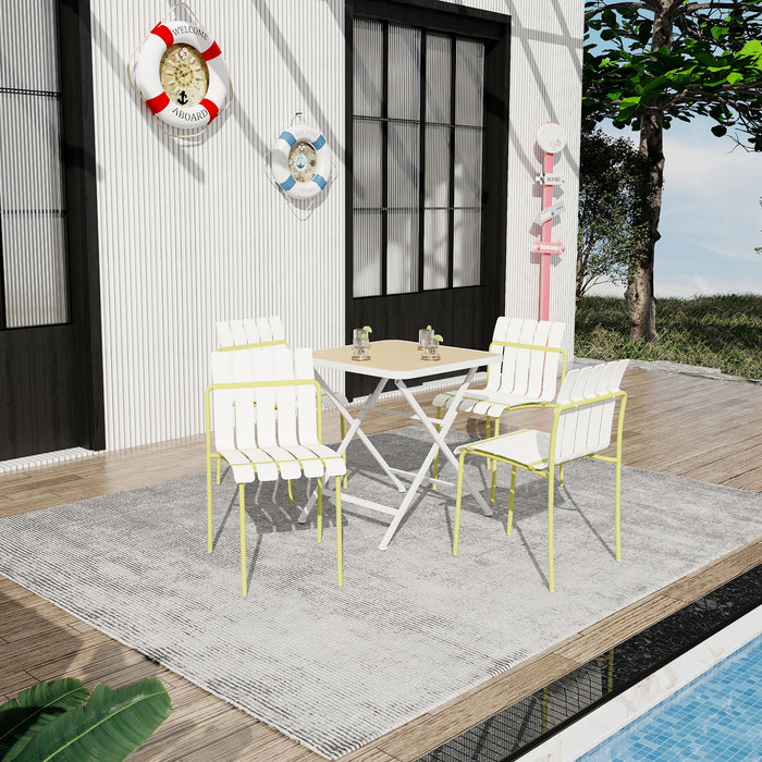 4 Piece Set Of Modern Color Block Designed Single Chairs