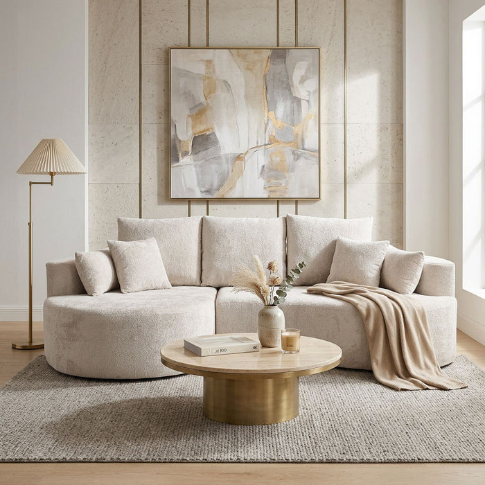 2 Piece Fabric Cloud Curved Sectional Sofa With Chaise For Living Room