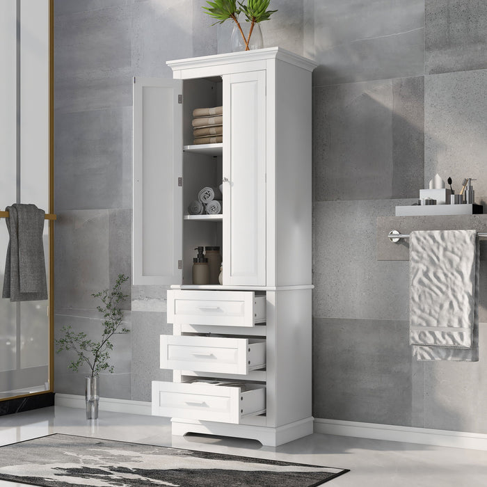 Tall Storage Cabinet With 3 Drawers For Bathroom
