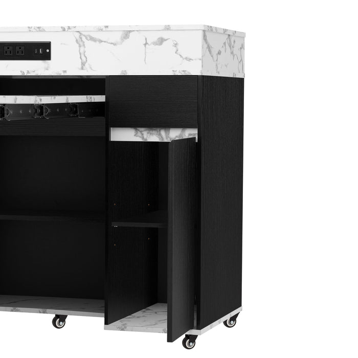 Extendable Dining Table With Folding Top, Rolling Kitchen Island With Drawers And Power Outlet
