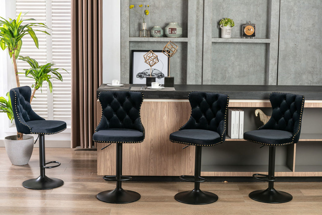 Swivel Velvet Barstools Adjusatble Seat Height, Modern Upholstered Bar Stools With Backs Comfortable Tufted For Home Pub And Kitchen Island (Set of 2)