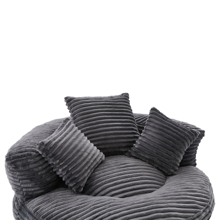 Oversized Bean Bag Chair With 3 Pillows & Armrest - Dark Gray