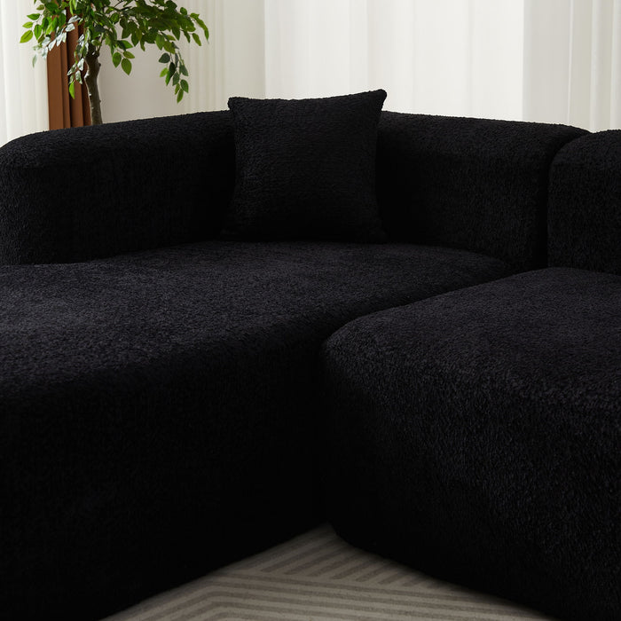 L - Shape Boneless Cloud Couch With 2 Throw Pillows For Living Room