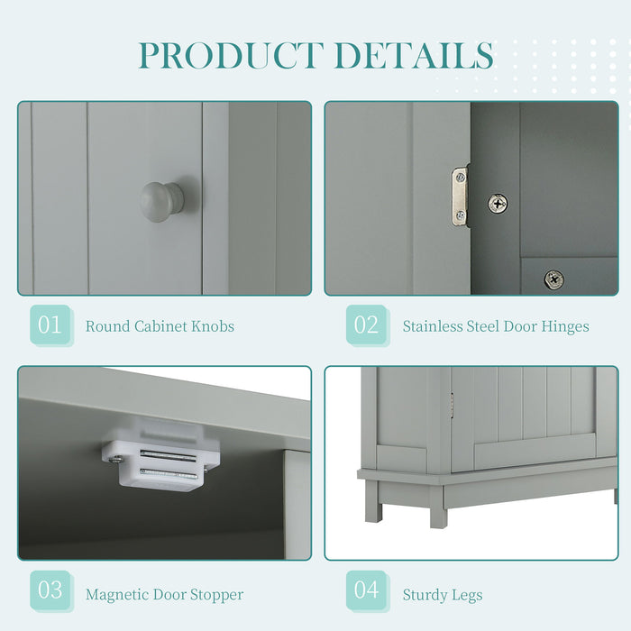 Triangle Corner Bathroom Cabinet With Adjustable Shelf, Storage Unit - Gray
