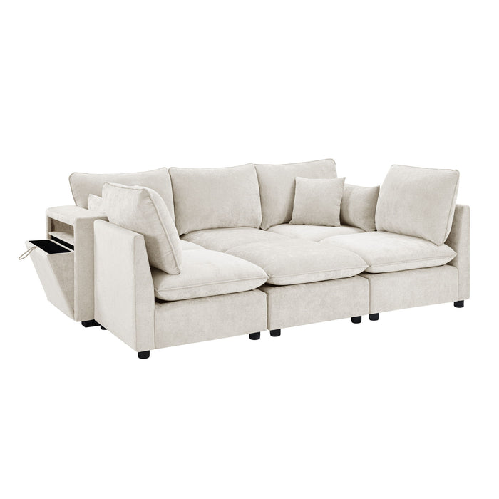 Modern Sectional Sofa U-Shaped With Movable Ottoman Storage Armrests And USB Ports