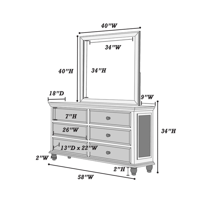 1 Piece Dresser Bedroom Furniture - White