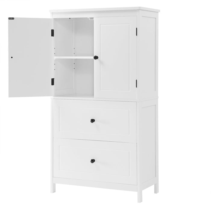 Bathroom Storage Cabinet With 2 Doors And Drawers, Adjustable Shelf