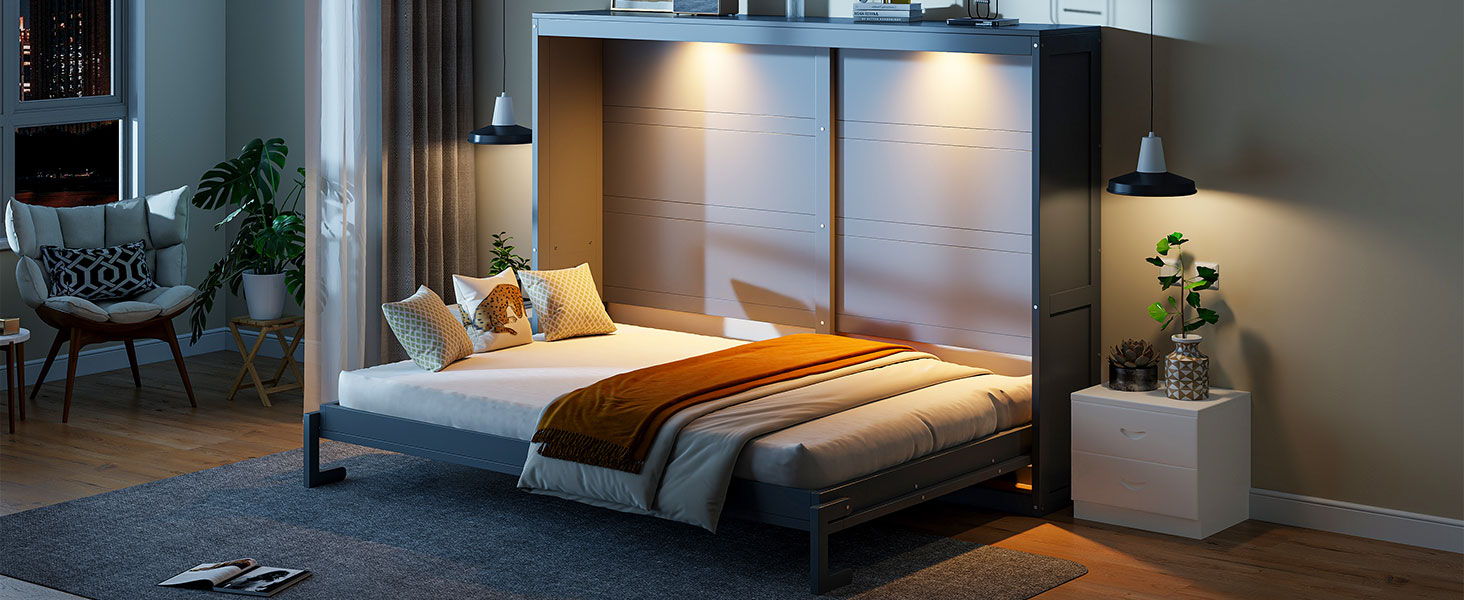 Murphy Wall Bed Modern Design With LED Lights