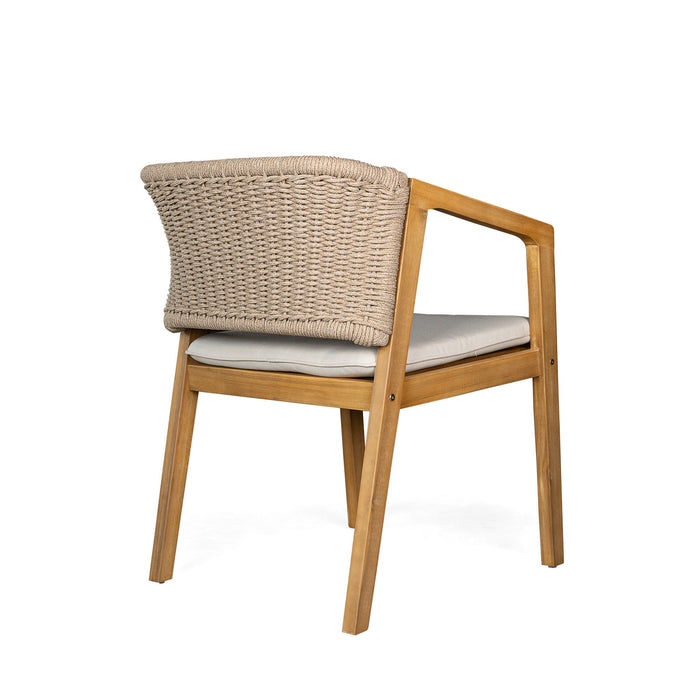 7 Piece Outdoor Dining Set With Rectangular Table And 6 Arm Chairs - Beige / Brown / Brown Mix / Light Teak