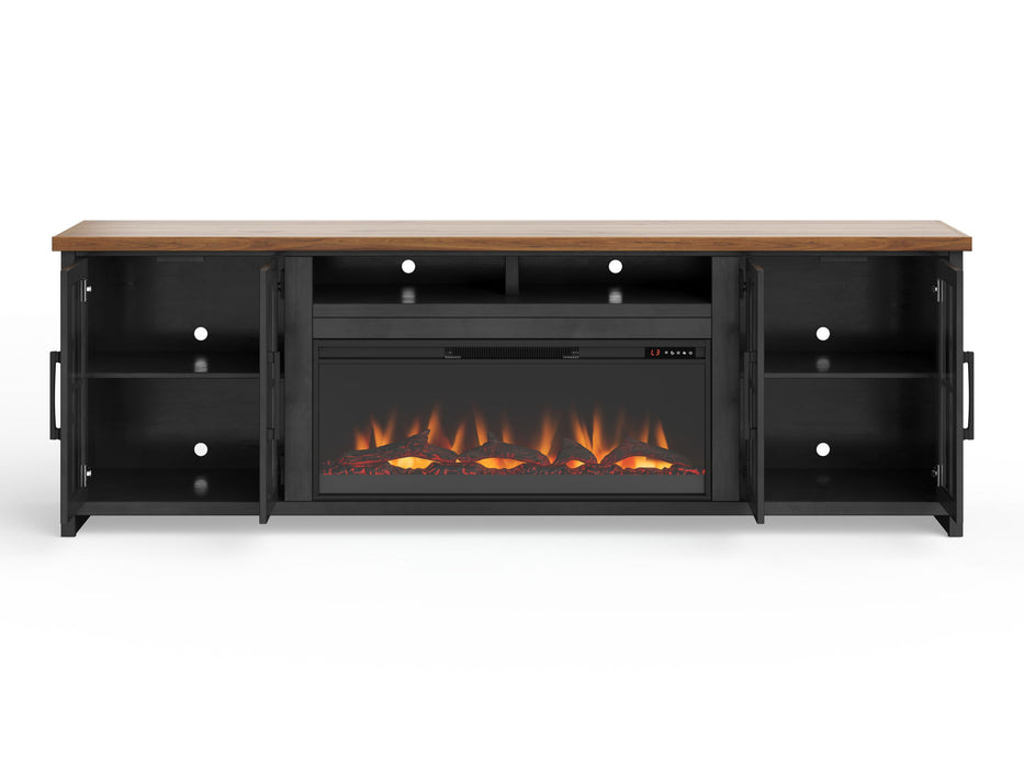 Fireplace TV Stand Console For TVs Up To 100" - Black / Whiskey