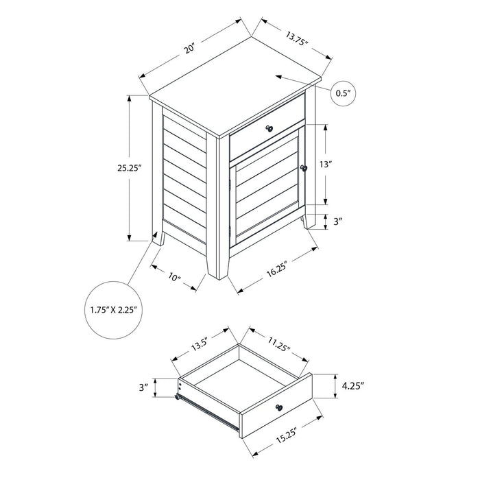 Accent Nightstand, Storage Drawer, Transitional