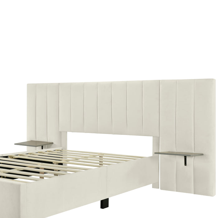Upholstered Platform Bed With Big Headboard