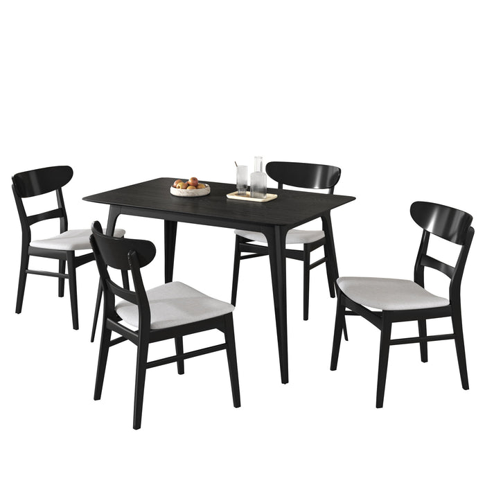 5 Piece Dining Set With 1 Table And 4 Upholstered Chairs - Black / Light Gray