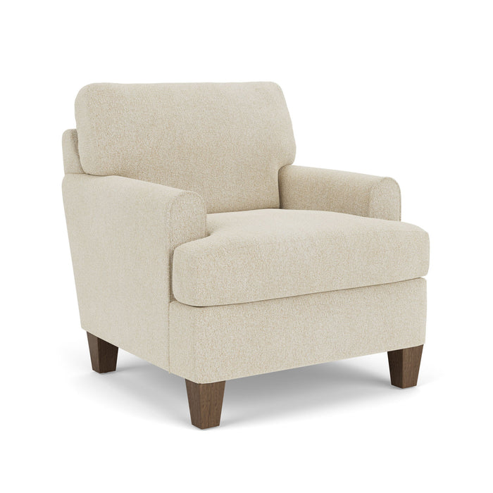 Moxy - Fabric Chair, T-Shaped Seat Cushion, Rounded Mailbox Arms