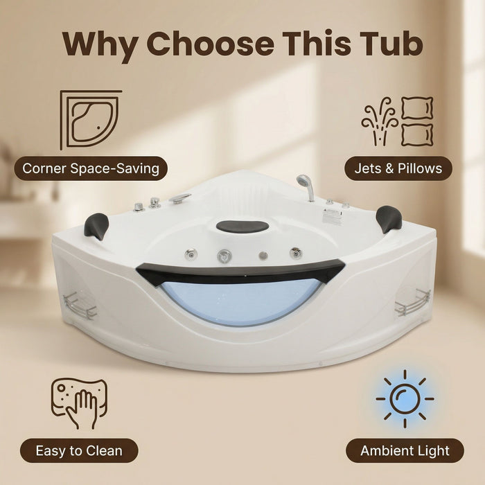 Xavier - Double Corner Massage Bathtub - Milk White
