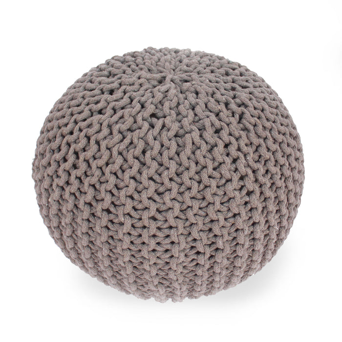 Moro - Knitted Cotton Round Pouf With Pumpkin Shape