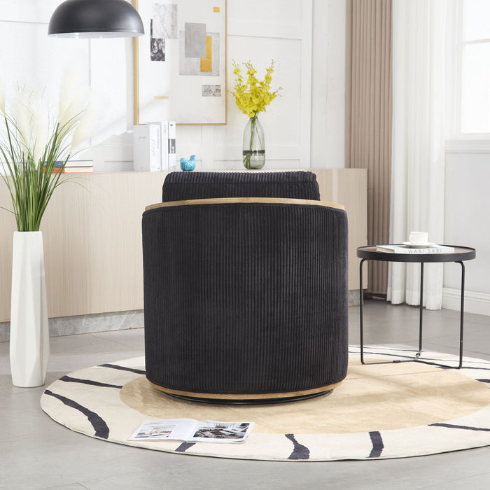 Corduroy Barrel Chair, 360 Degree Swivel