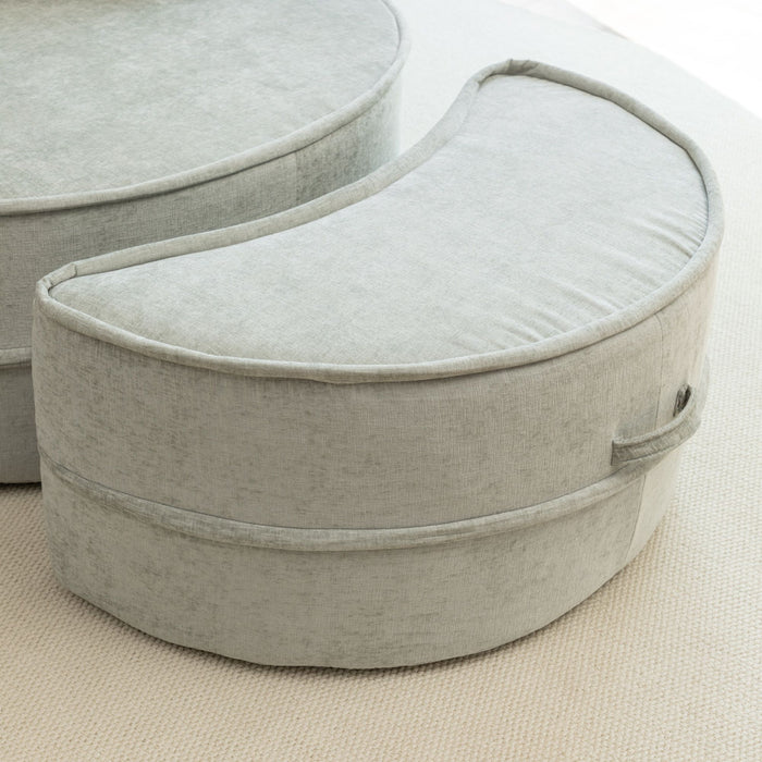 Modern Oversized Round Barrel Accent Chair With Ottoman