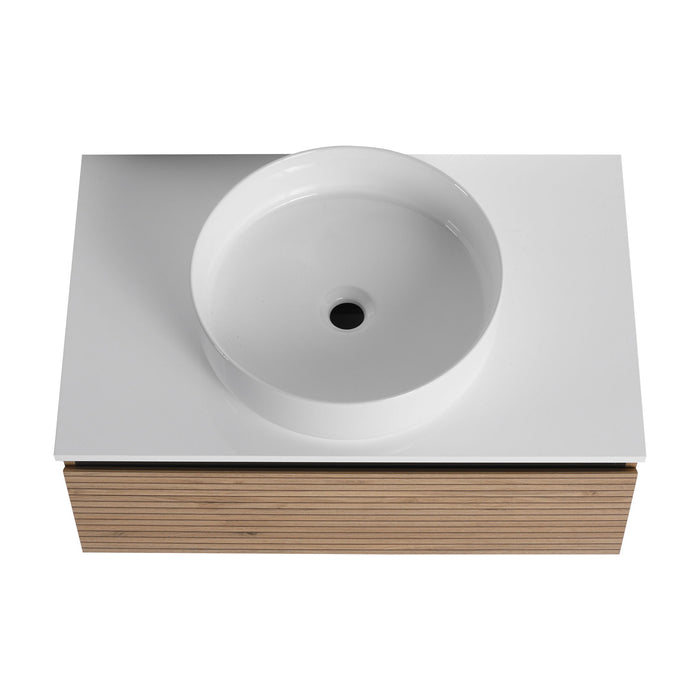 Wall Mounted Bathroom Vanity With Art Sink & 1 Soft Close Drawer