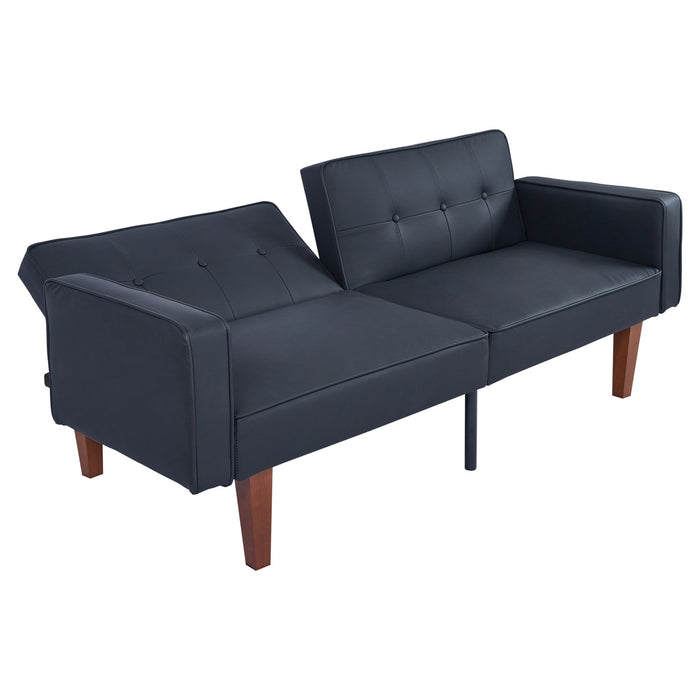 Convertible Futon Sofa Bed With Adjustable Split Back, Twin Size Sleeper Couch - Black