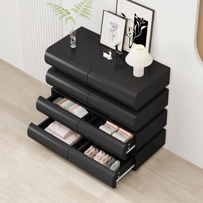 Minimalist Handle Less 8 Drawer Dresser With Wide Storage