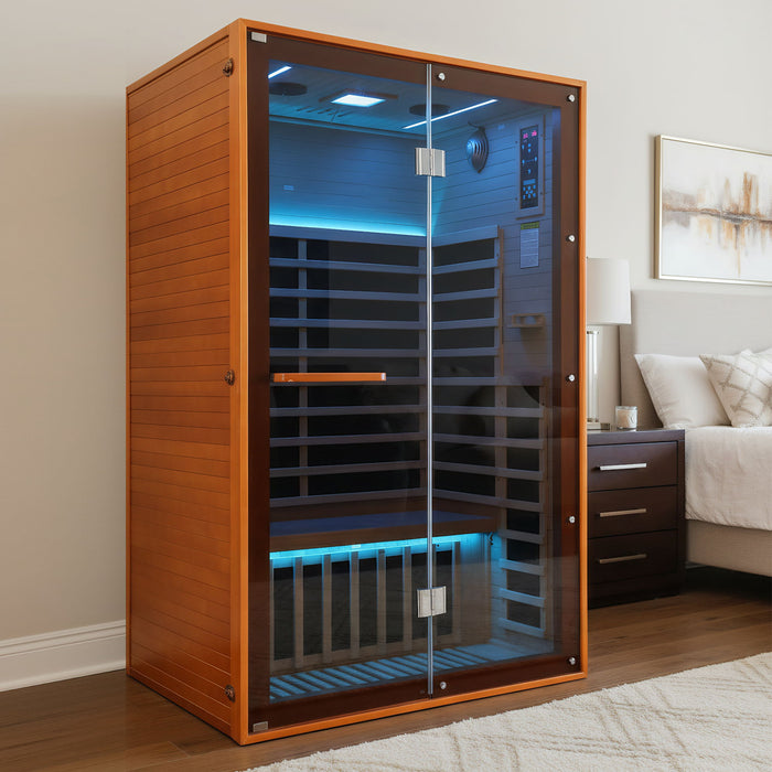 Double Sauna Room With Carbon Heating Plates - American White Oak