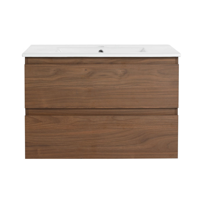 Wall Mounted Bathroom Vanity & Sink, 2 Soft Close Drawers