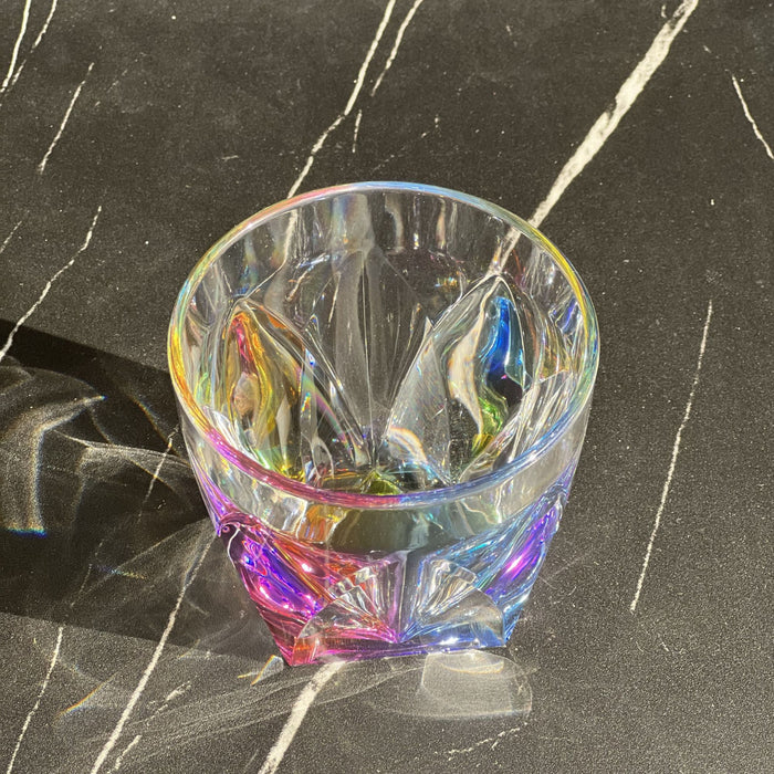 Leading Ware Rainbow Diamond Acrylic Glasses Drinking (Set of 4) Dof 9Oz Bpa Free Plastic Cocktail Glasses - Clear