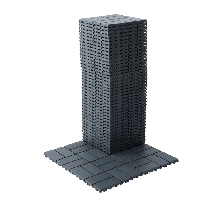 Outdoor Interlocking Design Deck Tiles (Set of 44) - Gray