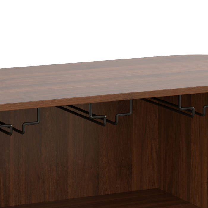 Fluted Liquor & Coffee Bar Cabinet With 6 Wine Racks And 3 Glass Holders