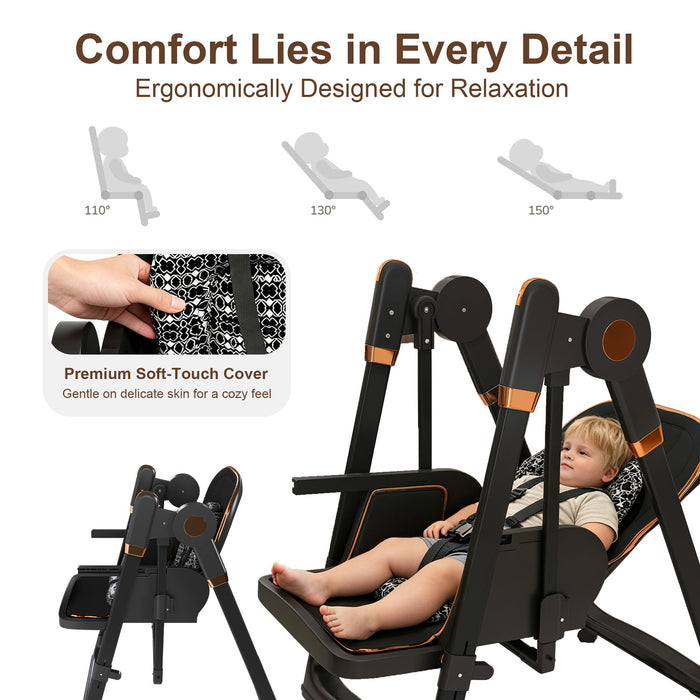 Convertible Baby High Chair To Rocker With 5 Point Harness