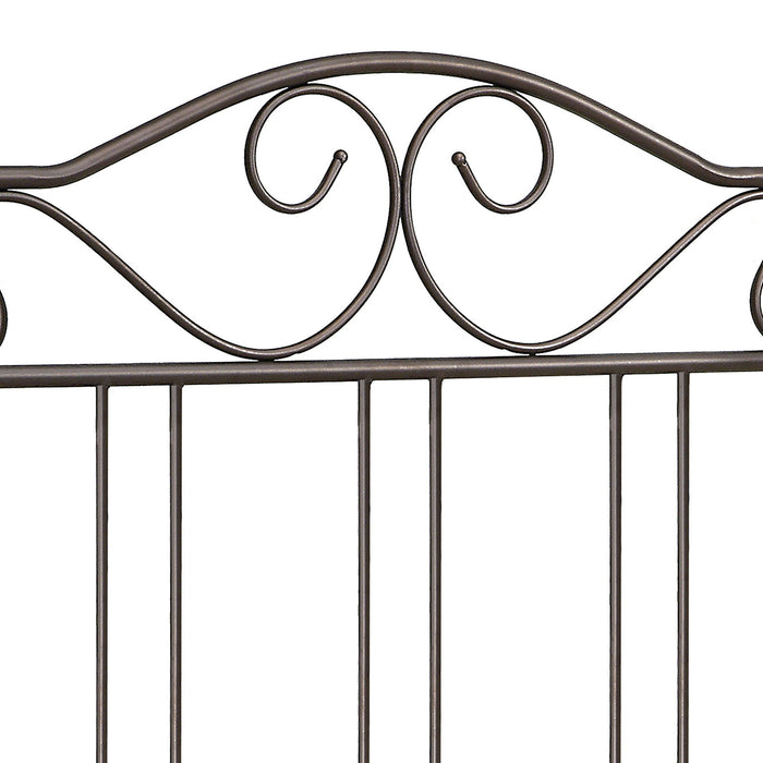 Twin Headboard With Ornate Curves And Vertical Rods - Bronze