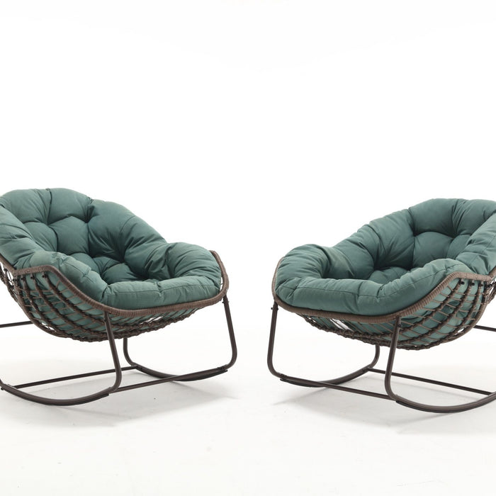 Indoor / Outdoor Oversized Wicker Egg Rocker Chair - Light Green