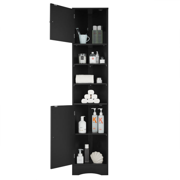 Multi Functional Corner Cabinet With Adjustable Shelves And 2 Doors