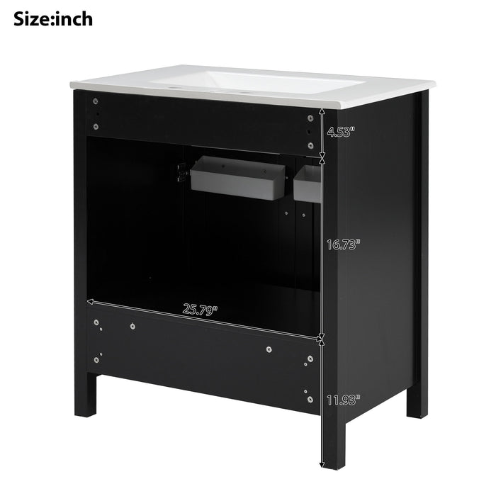 Bathroom Vanity With Sink And Ample Storage, Rectangular Undermount Sink - Black