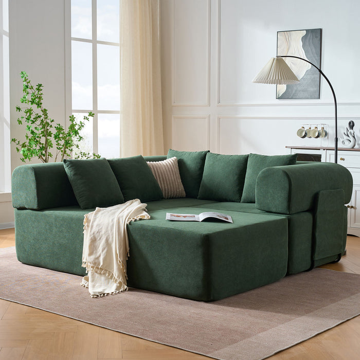 Modular L-Shaped Sectional Sofa With Deep Seat, Movable Chaise & 5 Pillows