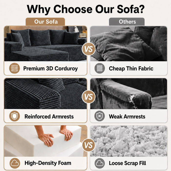 Modern L-Shaped Sectional Sofa With Left Facing Chaise
