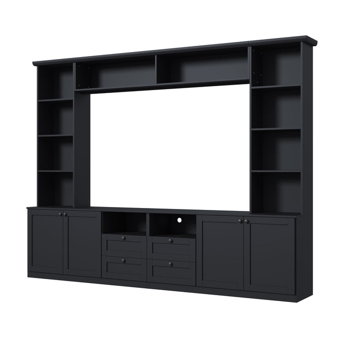 Farmhouse Elegant Entertainment Center Wall Unit With 4 Drawers