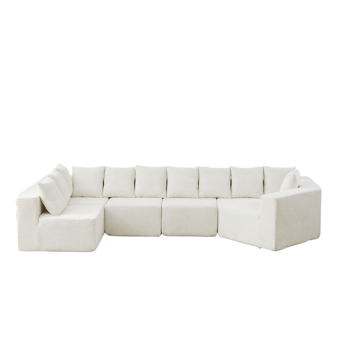 L - Shaped Modular Sofa With Deep Seat And 11 Pillows