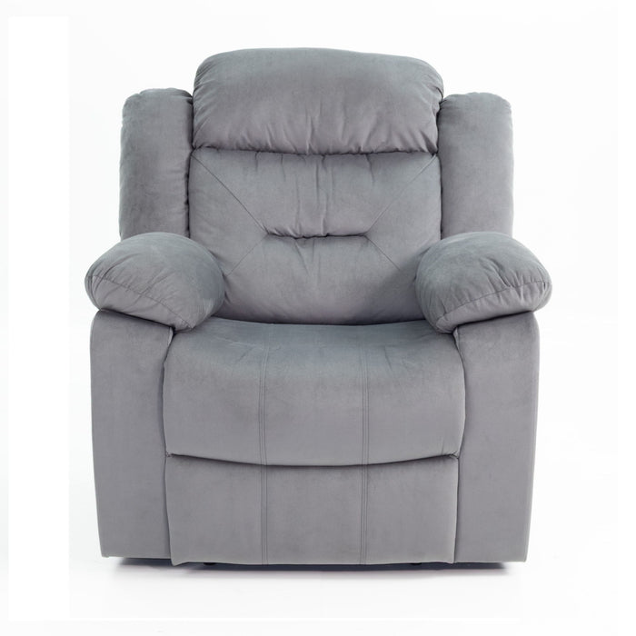 Modern Manual Recliner With Padded Seat And Pillow Arms