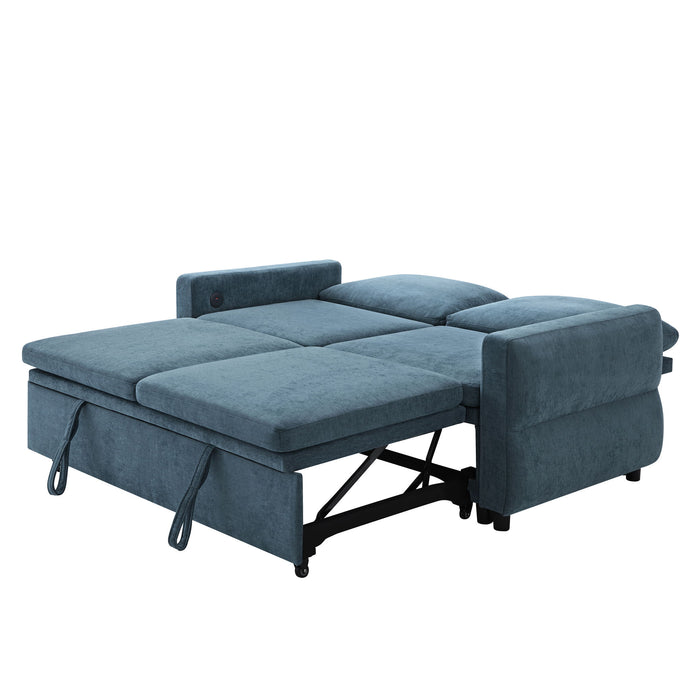 Convertible Sofa Bed Loveseat With Adjustable Backrest And USB Ports