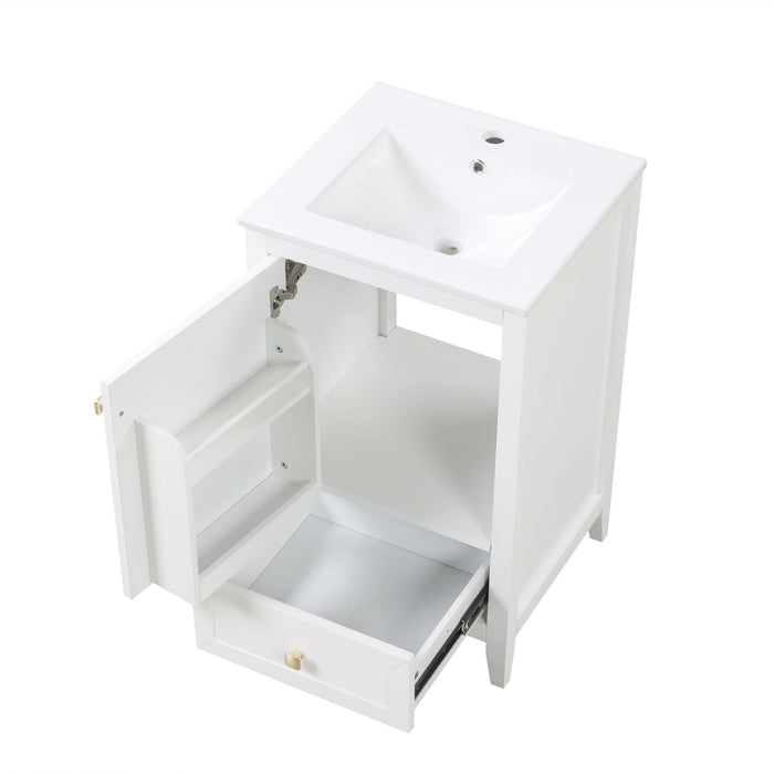 Bathroom Vanity With Sink, Soft Closing Cabinet Door, Storage Rack And Drawer
