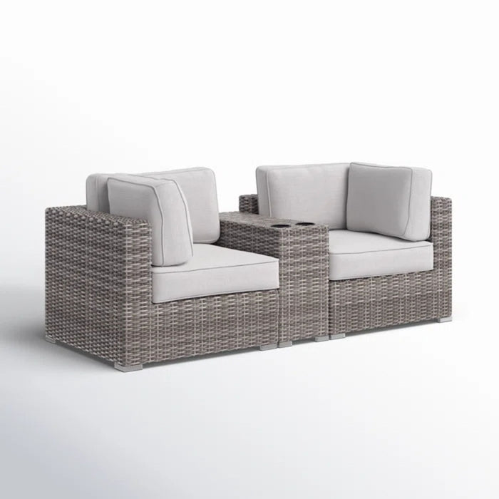 Handcrafted Outdoor Loveseat With Wicker Seating