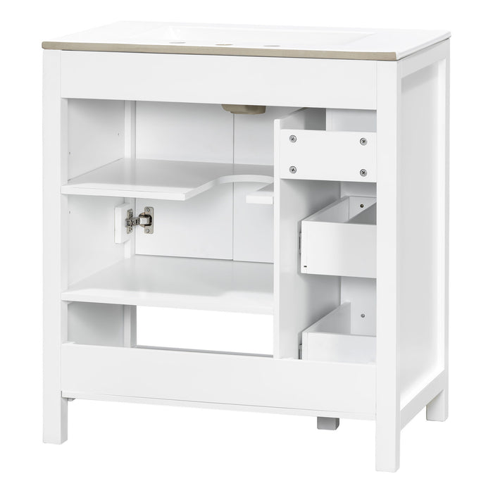Bathroom Vanity With Sink Top, Bathroom Vanity Cabinet With 2 Doors And 2 Drawers, Open Shelf